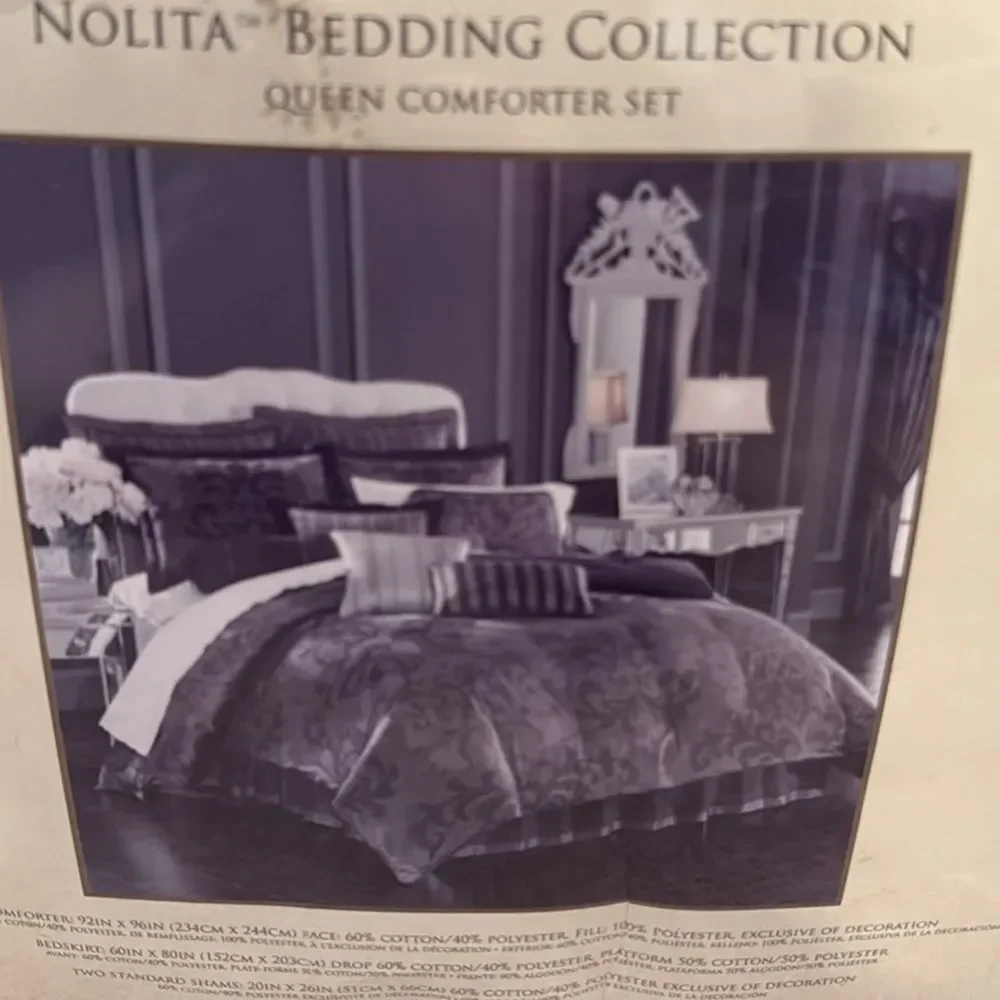 Lenox Nolita Queen Comforter Set Euro Shams, Bedskirt, Shams